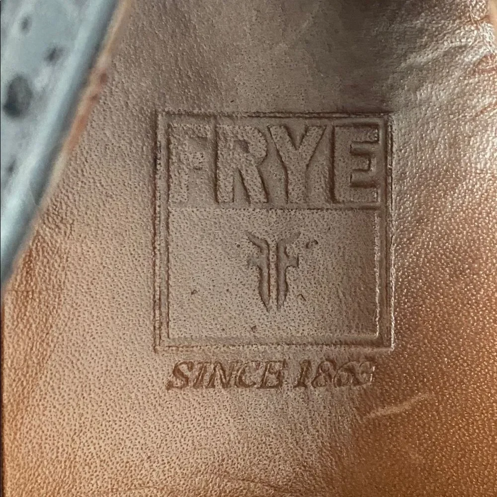 FRYE Shoes Mens 10.5 Joel Brogue Cap Toe Derby Black Leather Oxford Casual Dress